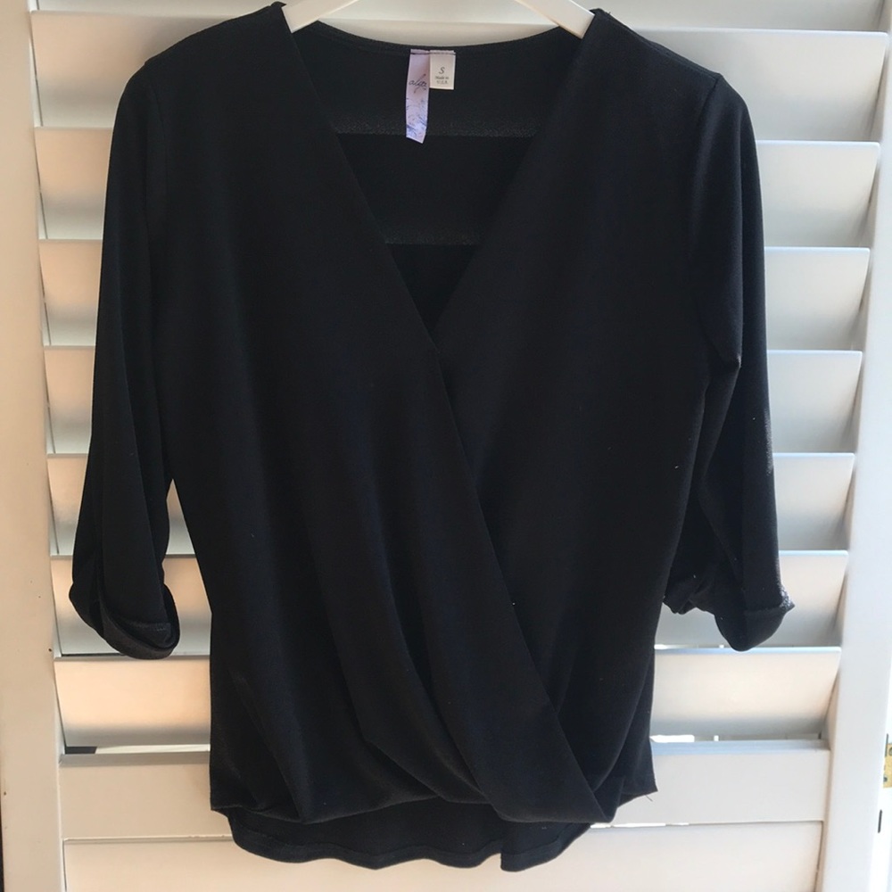 Black, wrap front top